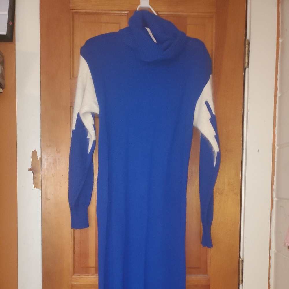 Vintage 80's John Richard Angora Cowlneck Belted Sweaterdress